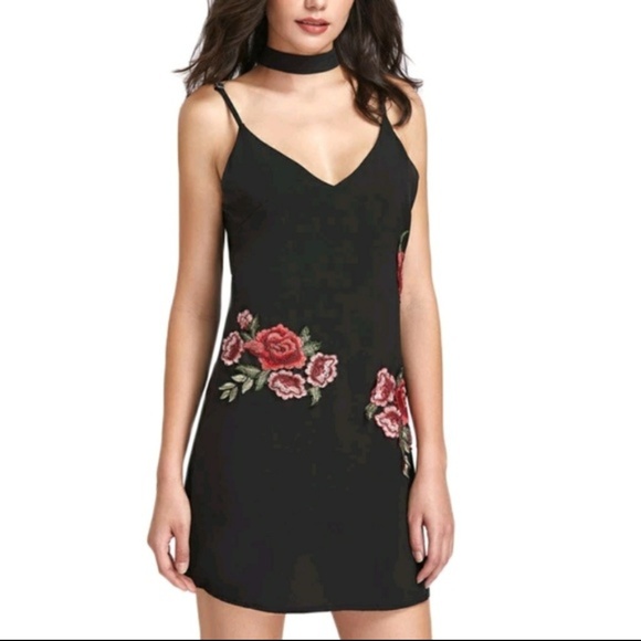 Dresses & Skirts - New Rose Embroidered Dress with Scarf Choker